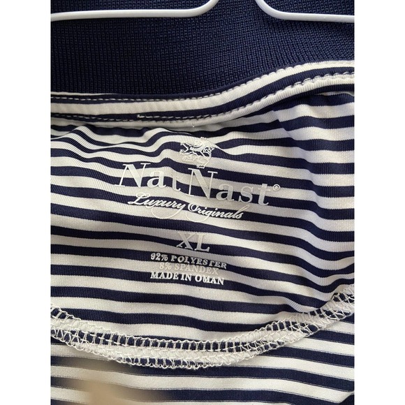 Nat Nast Luxury Originals Men's Striped Navy Button Polo Shirt Size XL - Picture 4 of 4